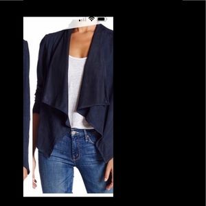 Faux suede cascading cardigan style jacket